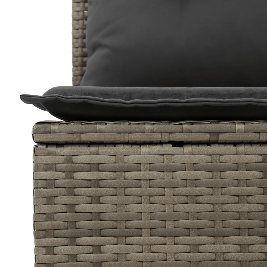 vidaXL Garden Sofa Set Grey PE rattan, powder-coated steel, tempered glass
