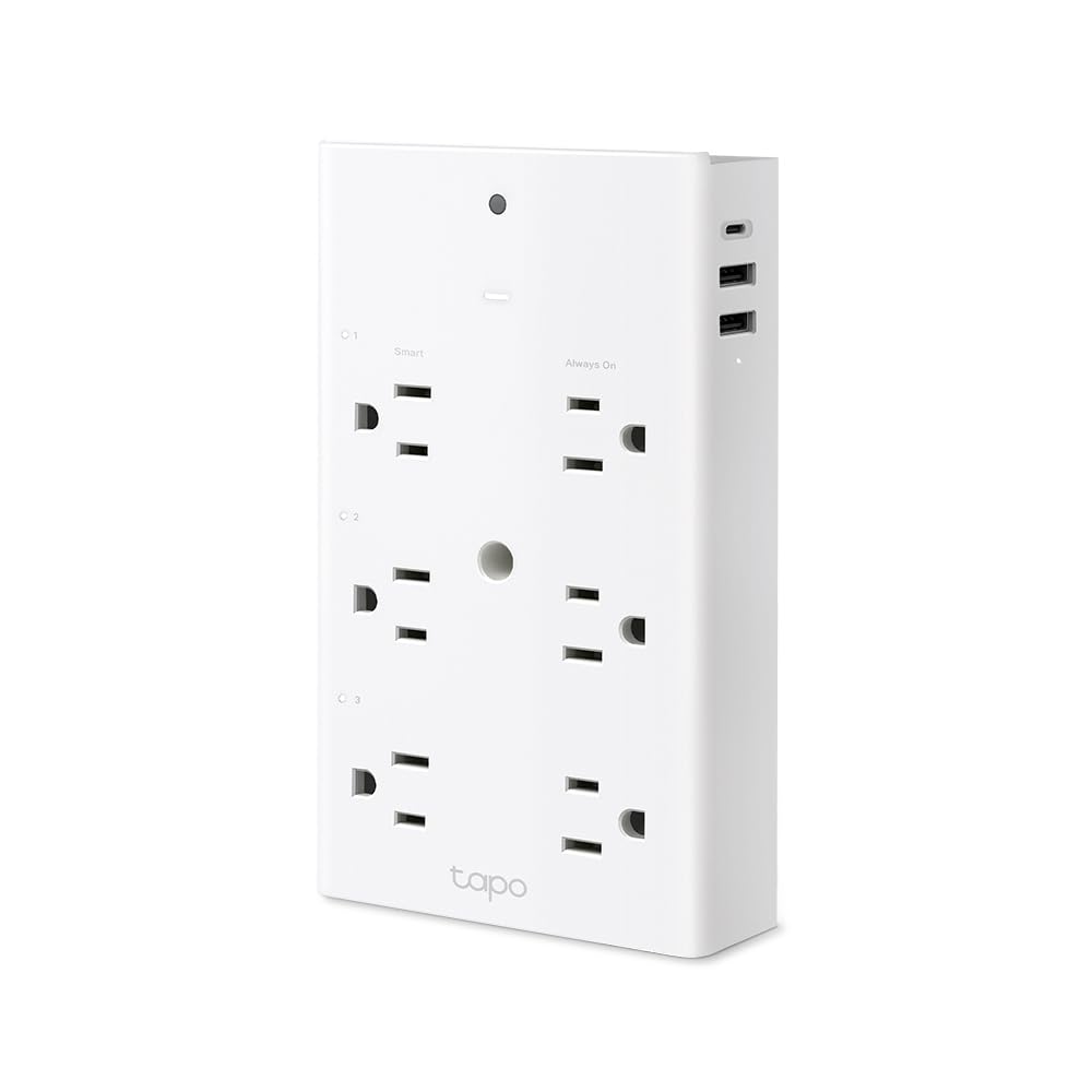 TP-Link Tapo Smart Plug Outlet Extender, Surge Protector, 18W Fast Charging, 3 Individual Smart Outlets, 1x USB-C & 2X USB-A, Smart Night Light, Works w/Apple HomeKit, Alexa & Google Home, Tapo P306