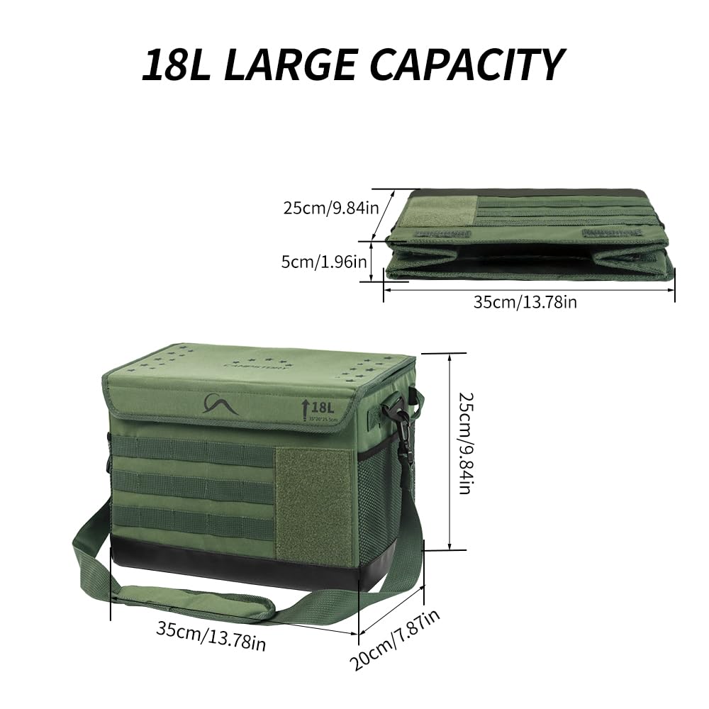 18L Camping Storage Bag, Multifunctional Waterproof Picnic Basket, Tent Stakes Organizer,With Adjustable Shoulder Strap for Hiking Cookware, Travel, Car