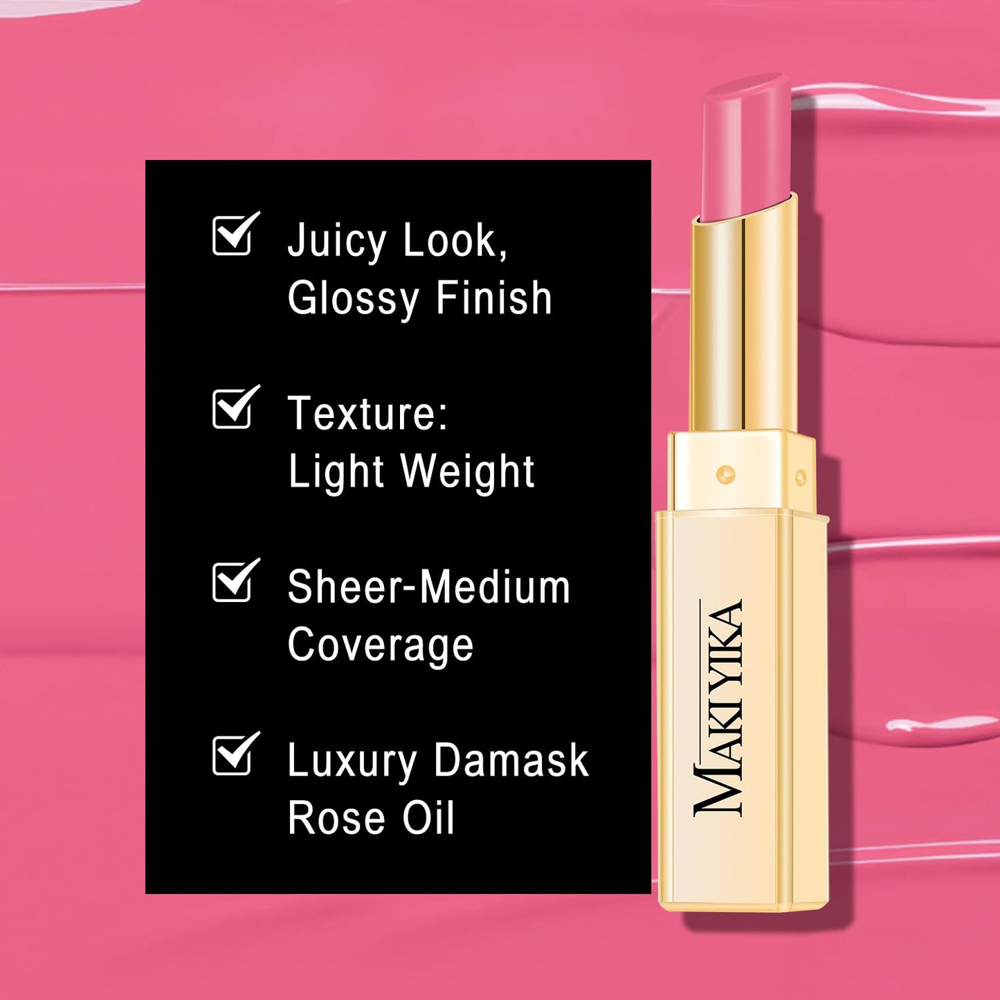 3Pc Moisture Lipsticks for Women Brown Nude Pink Lipstick Hydrate Tinted Lip Balm for Dry Cracked Lips Glossy Lip Color, MA55/58/62