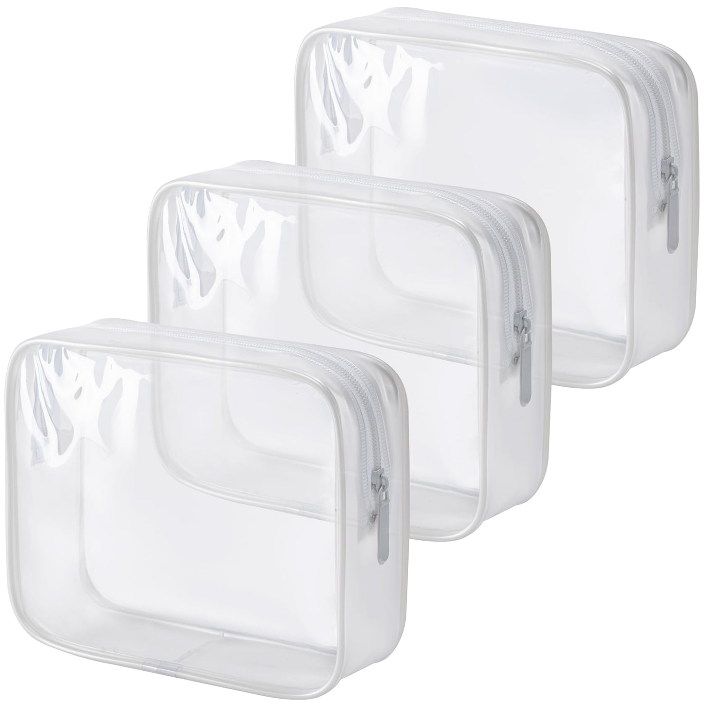 MODENGKONGJIAN TSA Approved Toiletry Bag, 3 Pcs Clear Toiletries Bags Quart Size Travel Makeup Cosmetic Bag for Women Men, Carry on Airport Airline Compliant Bag (Black)