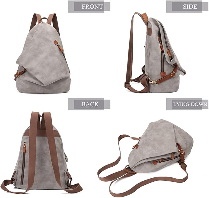 KL928 PU Leather Vintage Backpack – Large Casual Daypack Outdoor Travel Rucksack Hiking Backpacks for Men Women