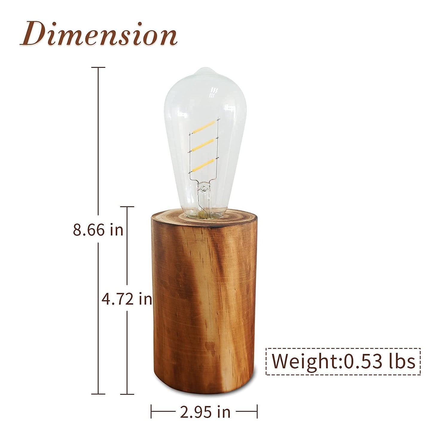 YiShine Battery Operated Table Lamp Wood Night Light Decorative Table Light for Bedroom Living Room Lights Bedside Table Lamp Desk Decorative Lights Bright Light Festival Home Decoration(Single)