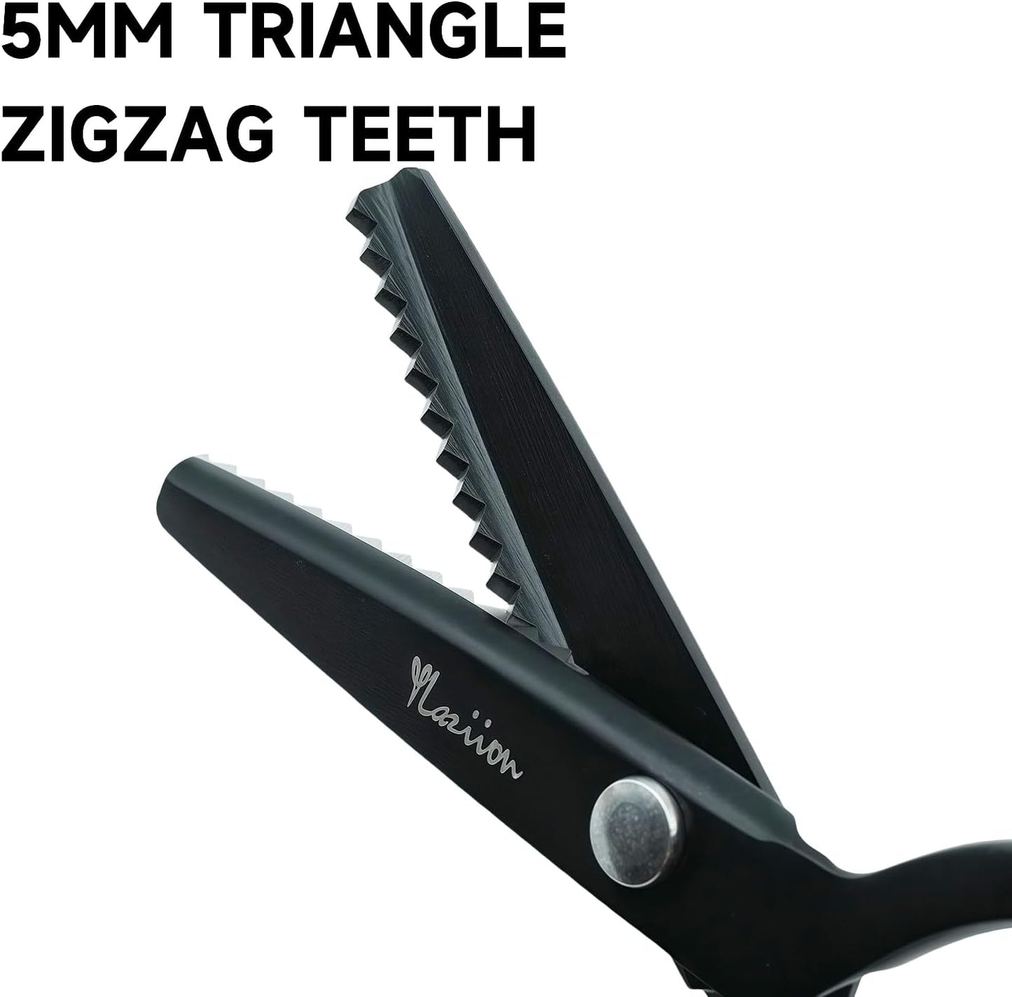 YLaziion 8-Inch Heavy Duty Pinking Shears for Fabric Cutting โ 5mm Triangle Tooth Zig Zag Scissors | 100% Black Stainless Steel Sewing Shears for Fabric, Crafts, Lace Wigs, Paper & Quilting
