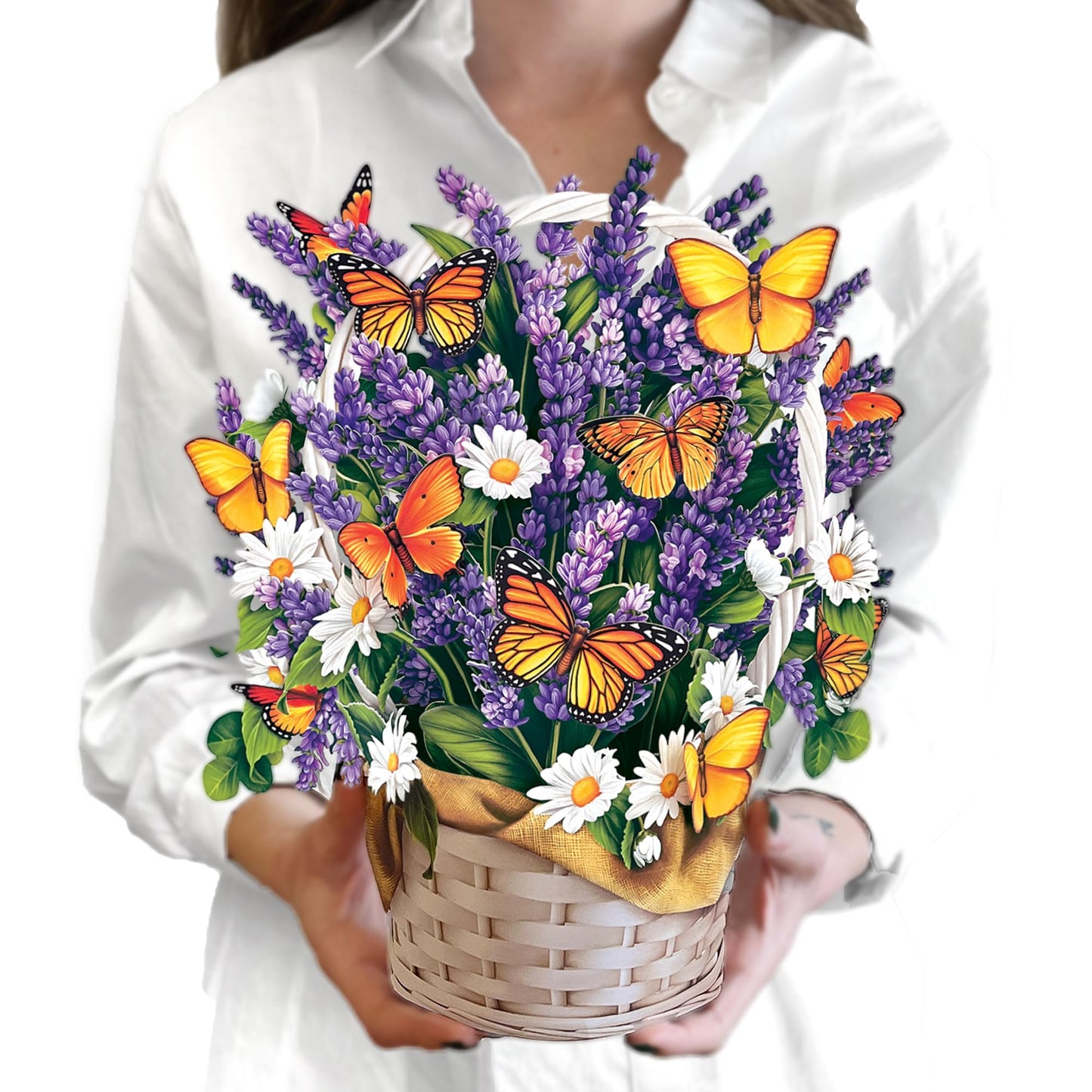 Freshcut Paper Pop Up Cards, Garden Lilacs, 12 Inch Life Sized Forever Flower Bouquet 3D Popup Greeting Card, Birthday Cards, Thank You Card, Blank Notecard & Envelope