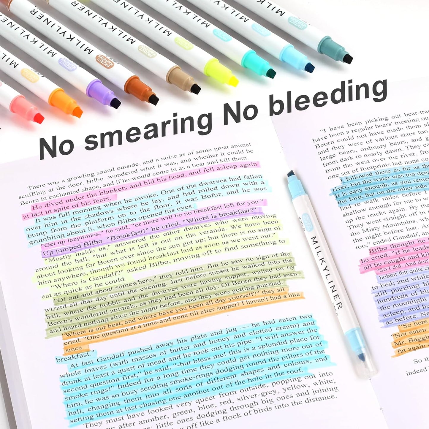 Highlighters Assorted Colors, 12 Pack Dual Tip Aesthetic Highlighter Markers No Bleed Perfect for Bible and Journaling