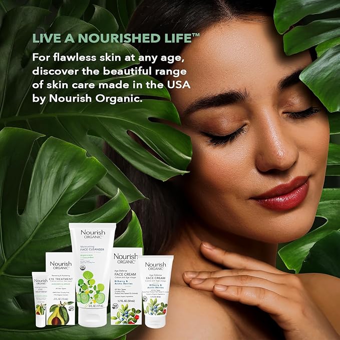 Nourish Organic Moisturizing Face Cleanser for All Skin Types, Watercress + Cucumber Face Wash, Fragrance-Free, 6 Oz (Pack of 2)