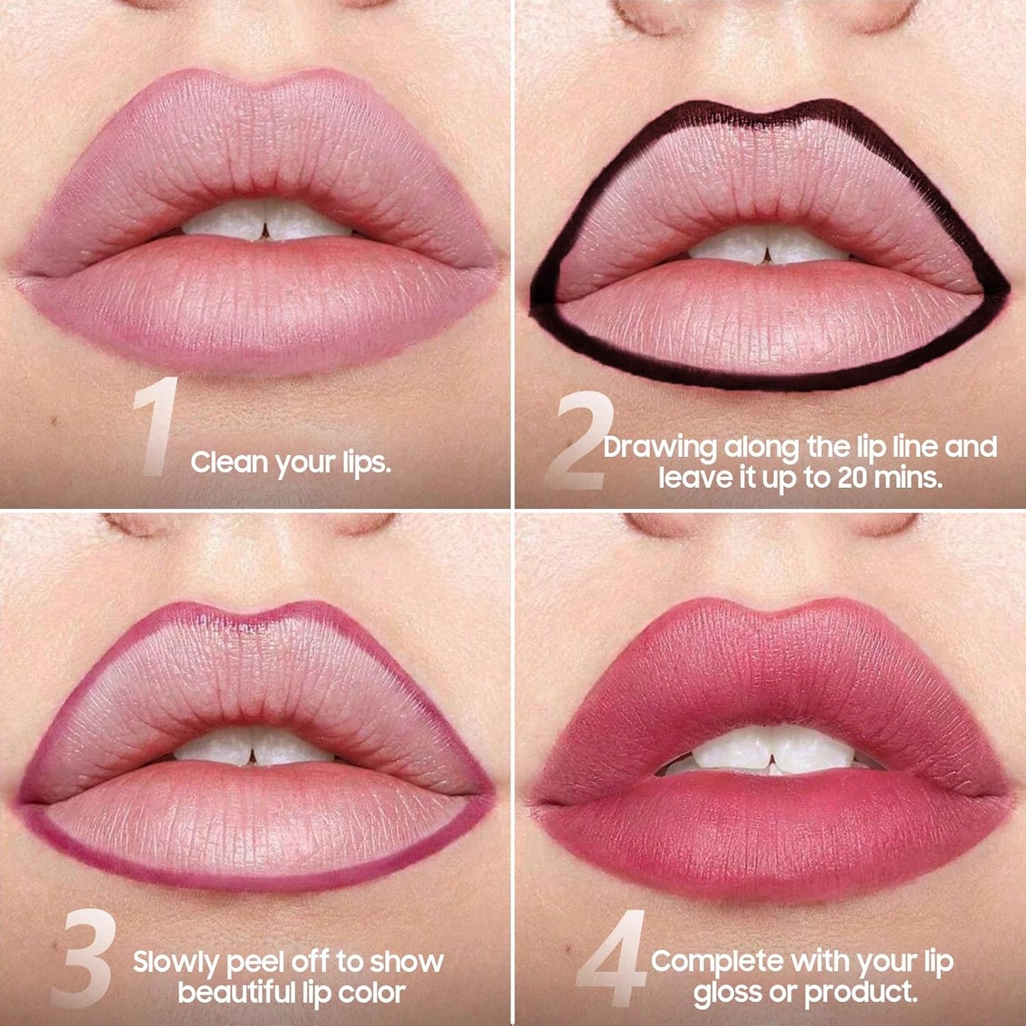Peel Off Lip Liner Stain - Non-Stick Cup Lip Comfortable Vivid Color Peel Lip Stain Transfer-Proof & Long - Wear, Create Beauty & Charming Lip Makeup For All Skin Types with All-Day (#05 Mauve)