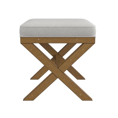 Hillsdale Somerset Backless Wood Vanity Stool for Makeup Room or Bathroom, Dark Driftwood