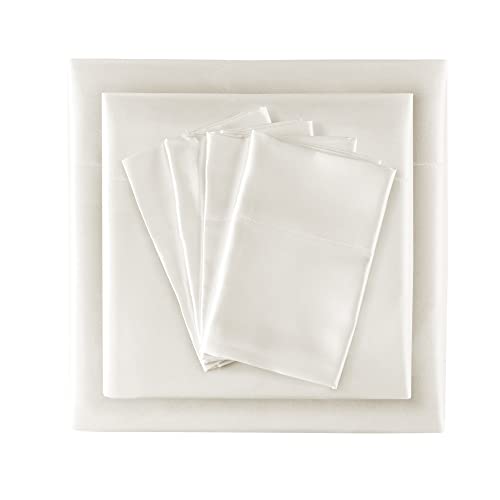 Madison Park Essentials Polyester Satin 6 Piece Sheet Set with Ivory MPE20-904, Queen
