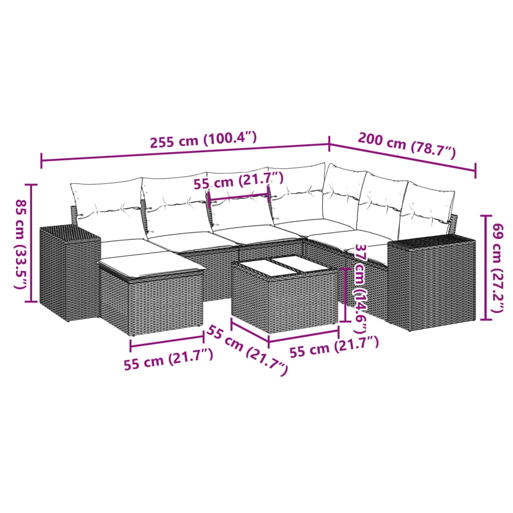 vidaXL Garden Sofa Set Black