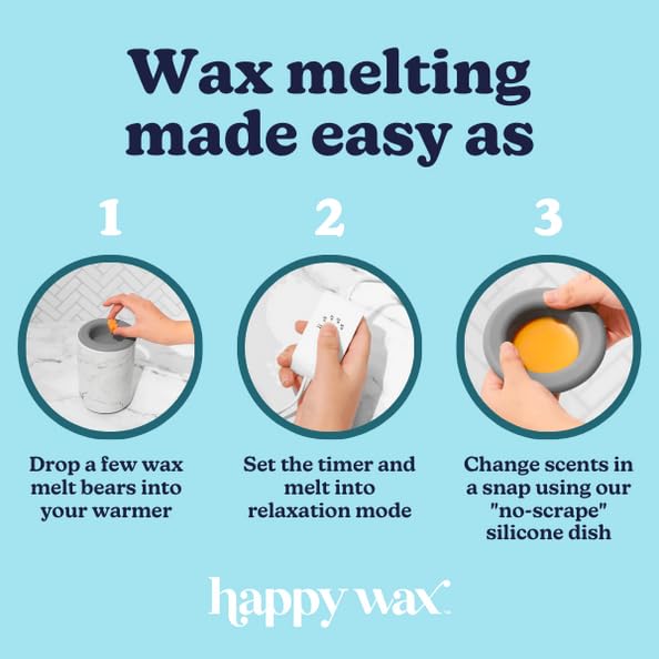Happy Wax Black Outlet Timer Warmer for Scented Wax - Compact Ceramic Wall Plug in Wax Melt Warmer with Timer - Wax Melter for Home Fragrance with Removable Silicone Dish