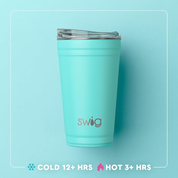 Swig Life 24oz Party Cup, Stackable Insulated Travel Coffee Tumbler with EZ Slider Lid, Cup Holder Friendly, Stainless Steel 24 oz Tumbler, Reusable Coffee Mug (Disco Cowgirl)