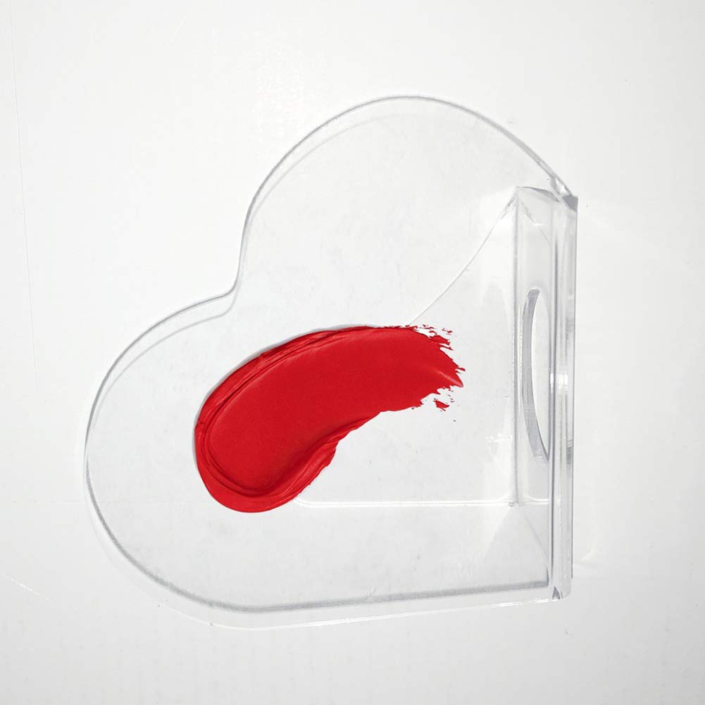 2pcs Heart-shaped Clear Acrylic Nail Art Display Cosmetic Makeup Palette Spatula Tool Best for Nail Art Eye Shadow Eyelash Beauty Accessories