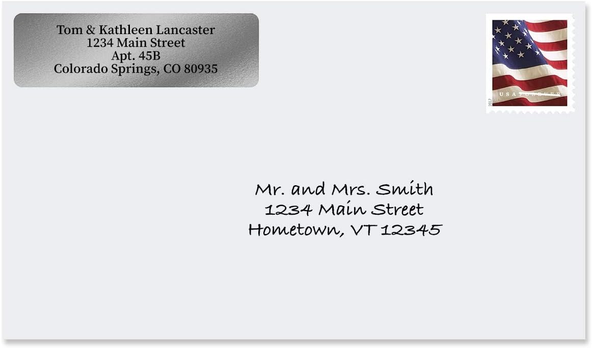 Personalized Return Address Labels, Roll of 500 Silver Foil Self-Adhesive Labels Without Dispenser, Customize with Name & Shipping Address, Colorful Images