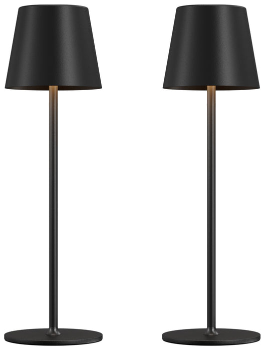 Cordless Table Lamp Rechargeable Black - KK 2 Pack 5000mAH Battery Operated Lamp for Counter, 3 Color Stepless Dimming Waterproof LED Wireless Lamp for Dining Kitchen, Outdoor Patio, Touch Control