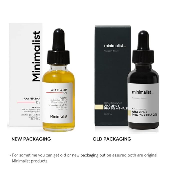 Minimalist 32% AHA BHA PHA Peeling Solution for Glowing Skin, Smooth Texture & Pore Cleansing | Weekend Facial Exfoliant Peel for Deep Pore Cleansing | For Women & Men | 1 Fl Oz / 30 ml