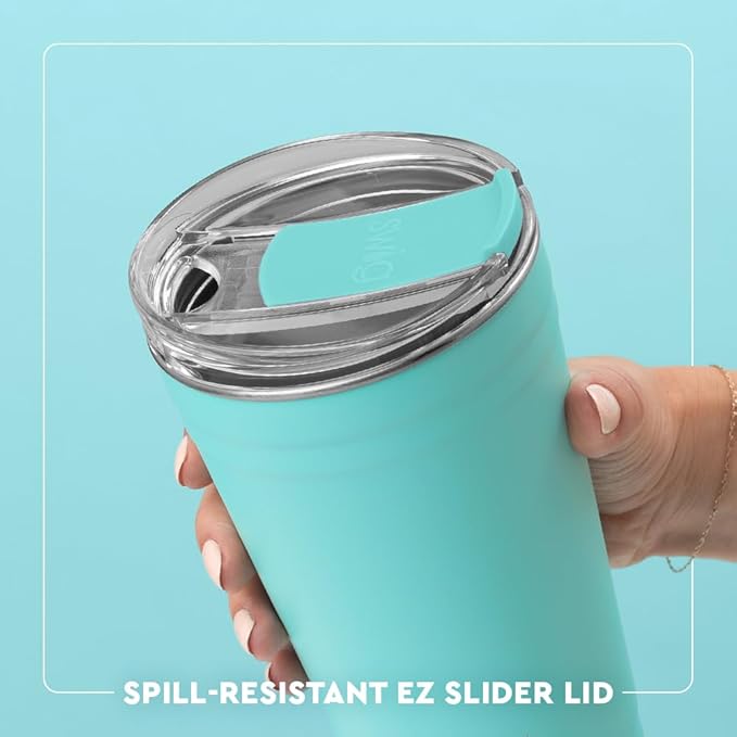 Swig Life 24oz Party Cup, Stackable Insulated Travel Coffee Tumbler with EZ Slider Lid, Cup Holder Friendly Travel, Stainless Steel 24 oz Tumbler, Reusable Mug (Hydrangeas)