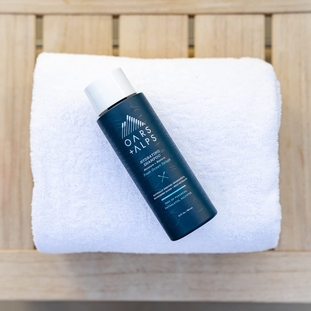 Oars + Alps Men's Sulfate Free Hydrating Shampoo, Infused with Kelp & Algae Extracts, Moisturizing Formula, Fresh Ocean Splash Scent, 1 Pack, 13.5 Fl Oz