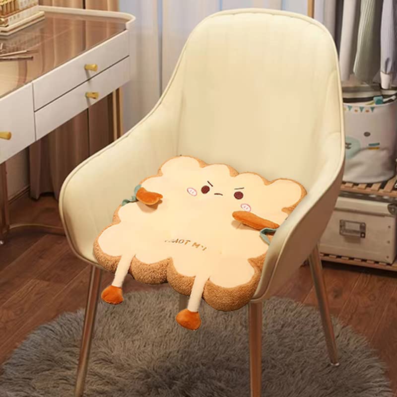 Toast Bread Pillow Cushion with Cute Expression, Kawaii Plush Toy Funny Food Plush Cushion for Office Dorm Bedroom Seat,Plush Cushion Gift for Birthday, Valentine, Christmas (Square)…