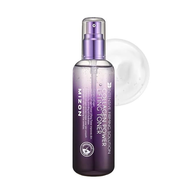 MIZON Collagen Power Lifting Toner Hydrolyzed Collagen with Adenosine Vitamin E Moisturizing Skin Booster for Dry Rough and Aging Skin (120ml 4.06 fl oz)