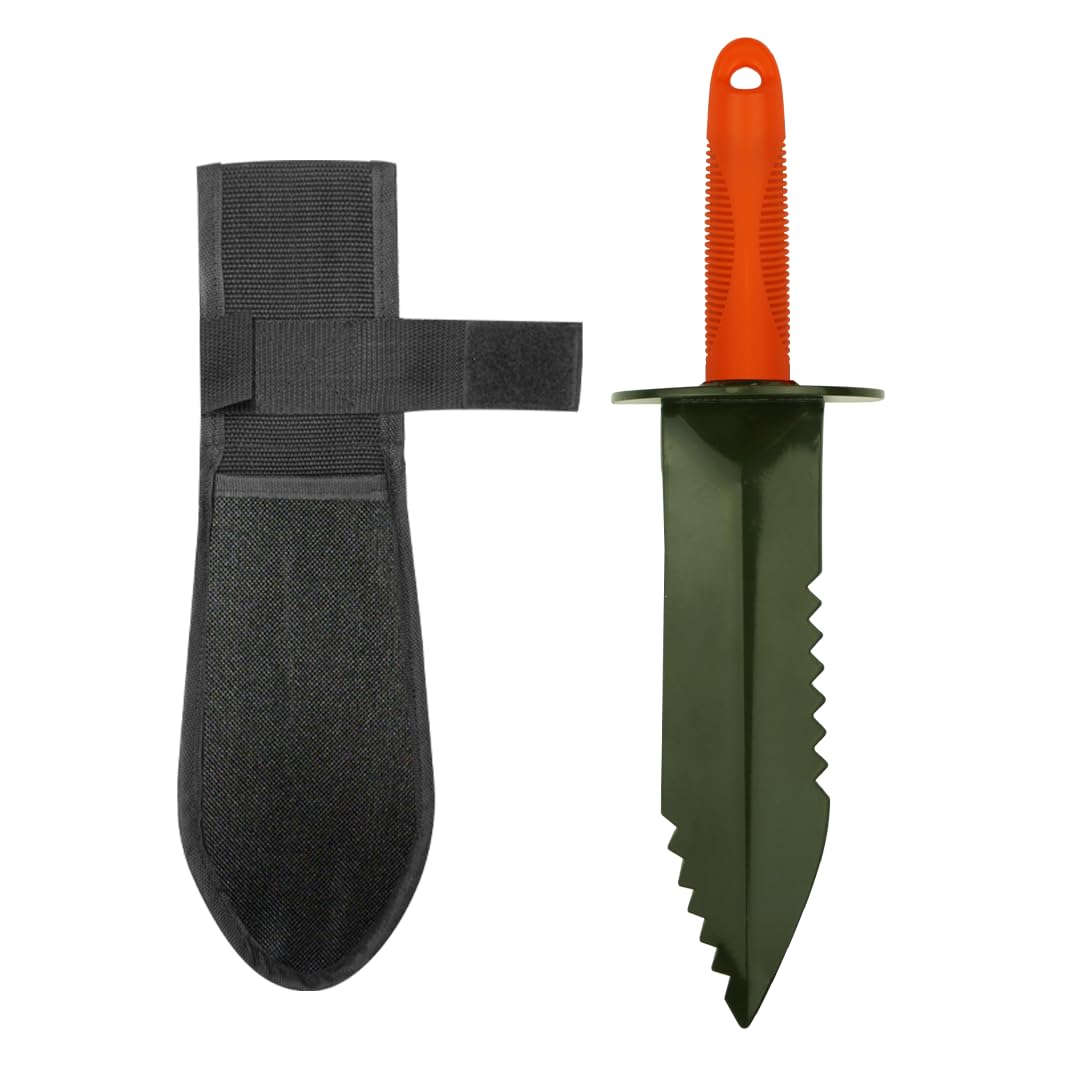 SE Prospector's Serrated Edge Digger Compact Shovel Trowel for Gardening, Metal or Gold Prospecting and Detecting - Includes Carrying Sheath
