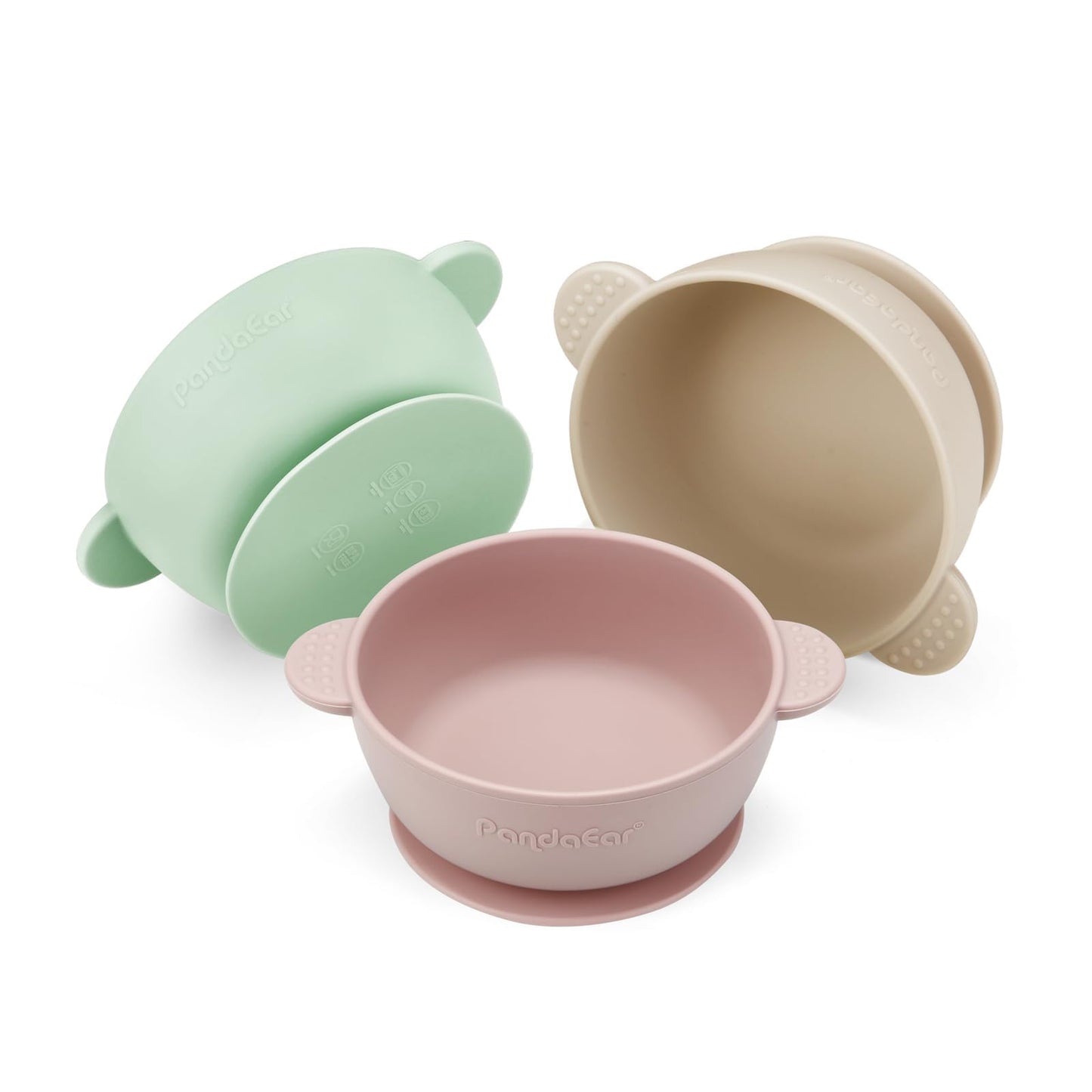 PandaEar 3 Pack Baby Bowls with Suction| Stay Put Silicone Food Bowl for Babies Kids Toddlers Infants| Food Grade Soft Safe BPA-Free Silicone (Multi-Color)