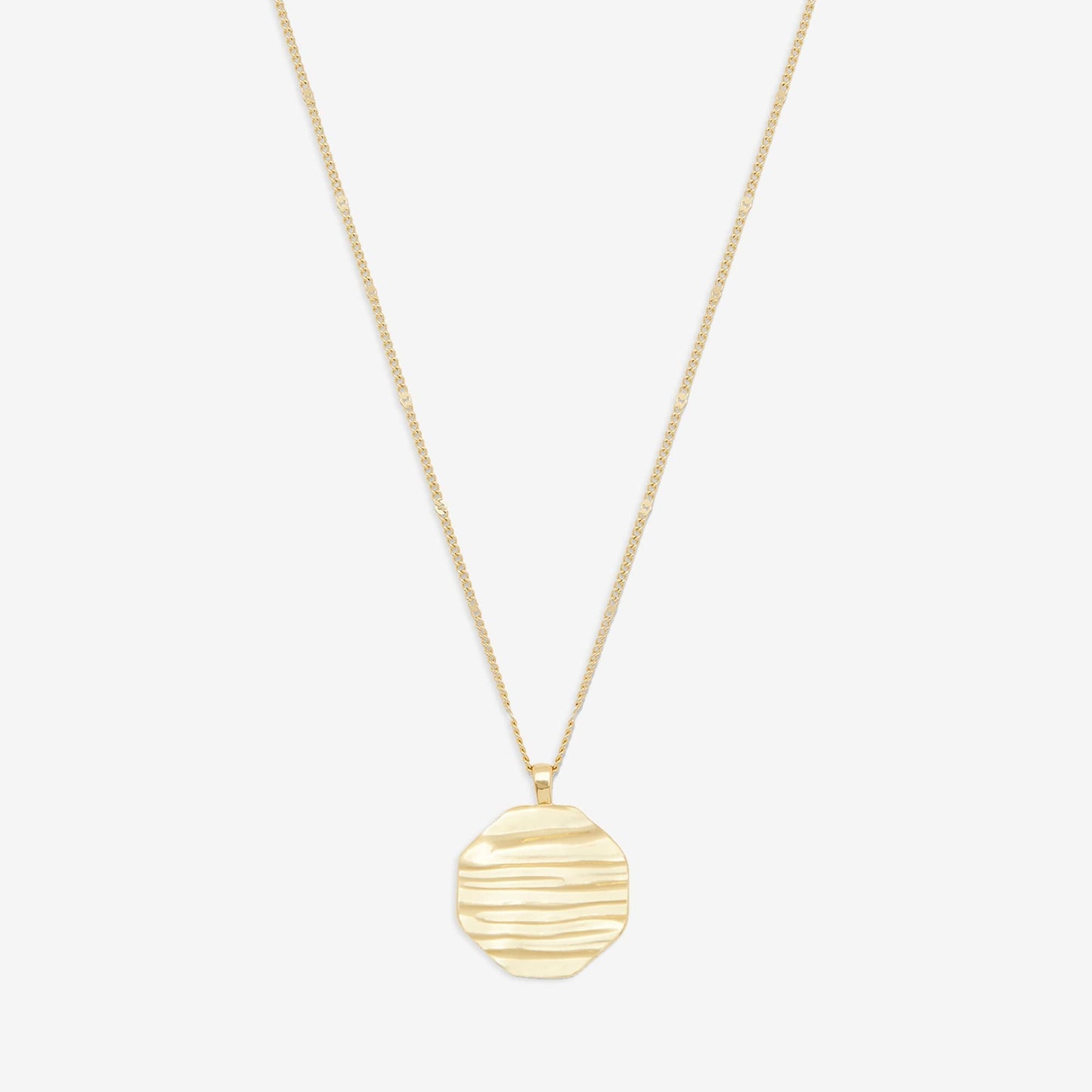 gorjana - Sunset Coin Necklace 17 1/8" - 18k Gold Plated Brass - Unique Sunset Design - Spring Ring Closure - Versatile Layering Piece - Daily Elegance