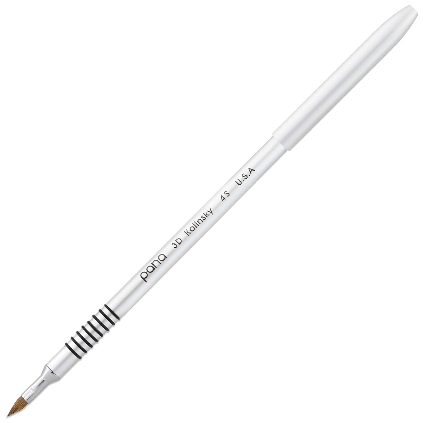 PANA 3D Kolinsky Acrylic Nail Art Sculpture Brush with Silver Metal Non-Slip Grip Handle for Manicures 3D Nail Art Flower Designs (Size #4)