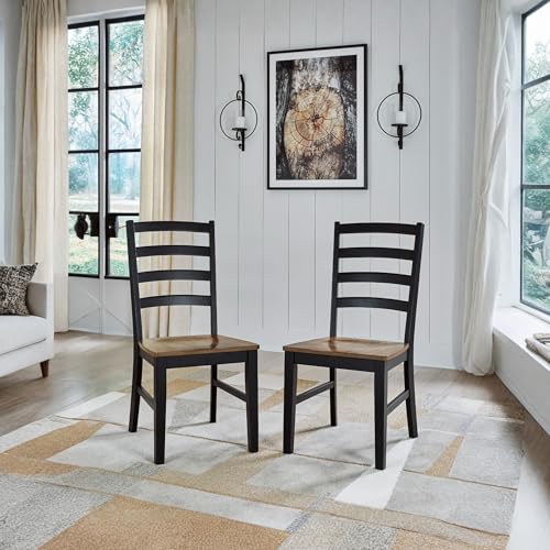 Signature Design by Ashley Wildenauer Rustic Armless Dining Chair, Set of 2, Black & Light Brown