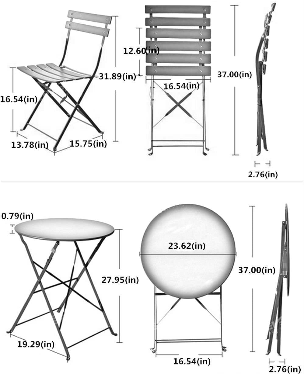 Grand patio 3-Piece Folding Bistro Set, 2 Chairs and 1 Table, Weather-Resistant Outdoor/Indoor Conversation Set for Patio, Yard, Garden-Yellow