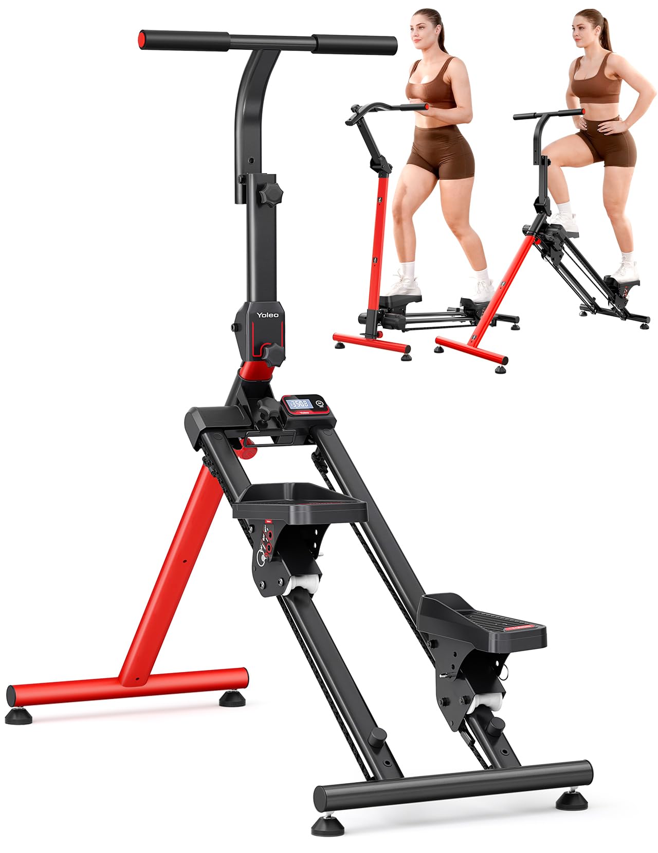 YOLEO Steppers for Exercise at Home, Adjustable Stair Stepper with 3 Workout Modes,Folding Cardio Stair Master with Adjustable Handlebar&Oversized Pedal,90% Pre-Assembled Stair Climber with Caster Mat