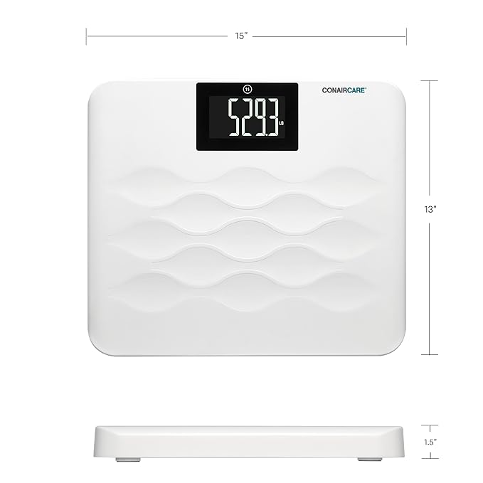 Conair Bathroom Scale for Body Weight, FSA/HSA Eligible High-Capacity Talking Bathroom Scale in both English and Spanish - 660 lb. Enhanced Weight Limit with XL Backlit LCD Display, Anti-Slip Platform