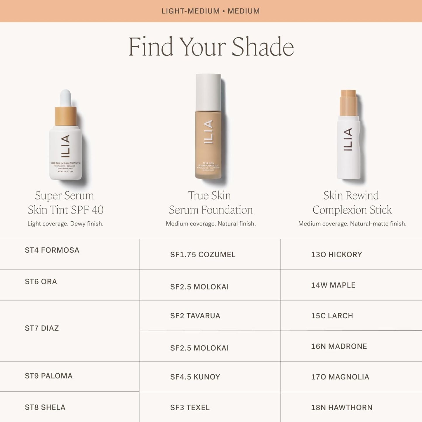 ILIA - Skin Rewind Complexion Stick - Foundation + Concealer + Skincare | Non-Toxic, Vegan, Cruelty-Free, Clean Makeup (13O - Hickory, 0.35 oz | 10 g)