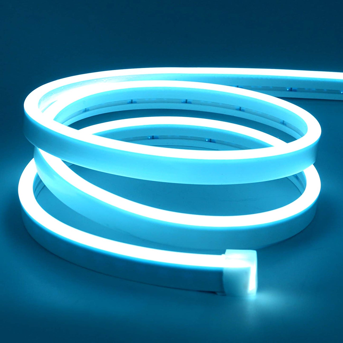 Lamomo White Led Strip Lights, 16.4ft/5m Neon Light Strip, 12V Flex Waterproof Neon LED Strip Silicone LED Neon Rope Light for Kitchen Bedroom Indoor Outdoor Decoration（Power Adapter not Included
