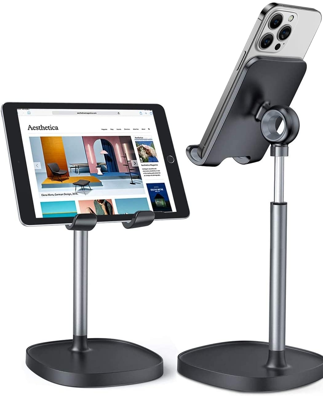 LISEN Cell Phone Stand Adjustable for iPhone Phone Holder for Desk, Office Desk Accessories Computer PC for iPhone Stand Gaming Essentials Fit Otterbox Case Phones Switch Kindle iPad Air Tablet 4-10in