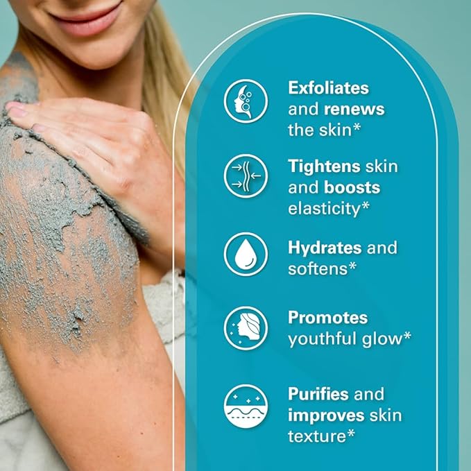 Exfoliating Charcoal Scrub with Collagen & Stem Cells – Salt Scrub for Body Toning, Cellulite, Armpit Detox, and Skin Smoothing for Face, Feet, and Body by M3 Naturals.