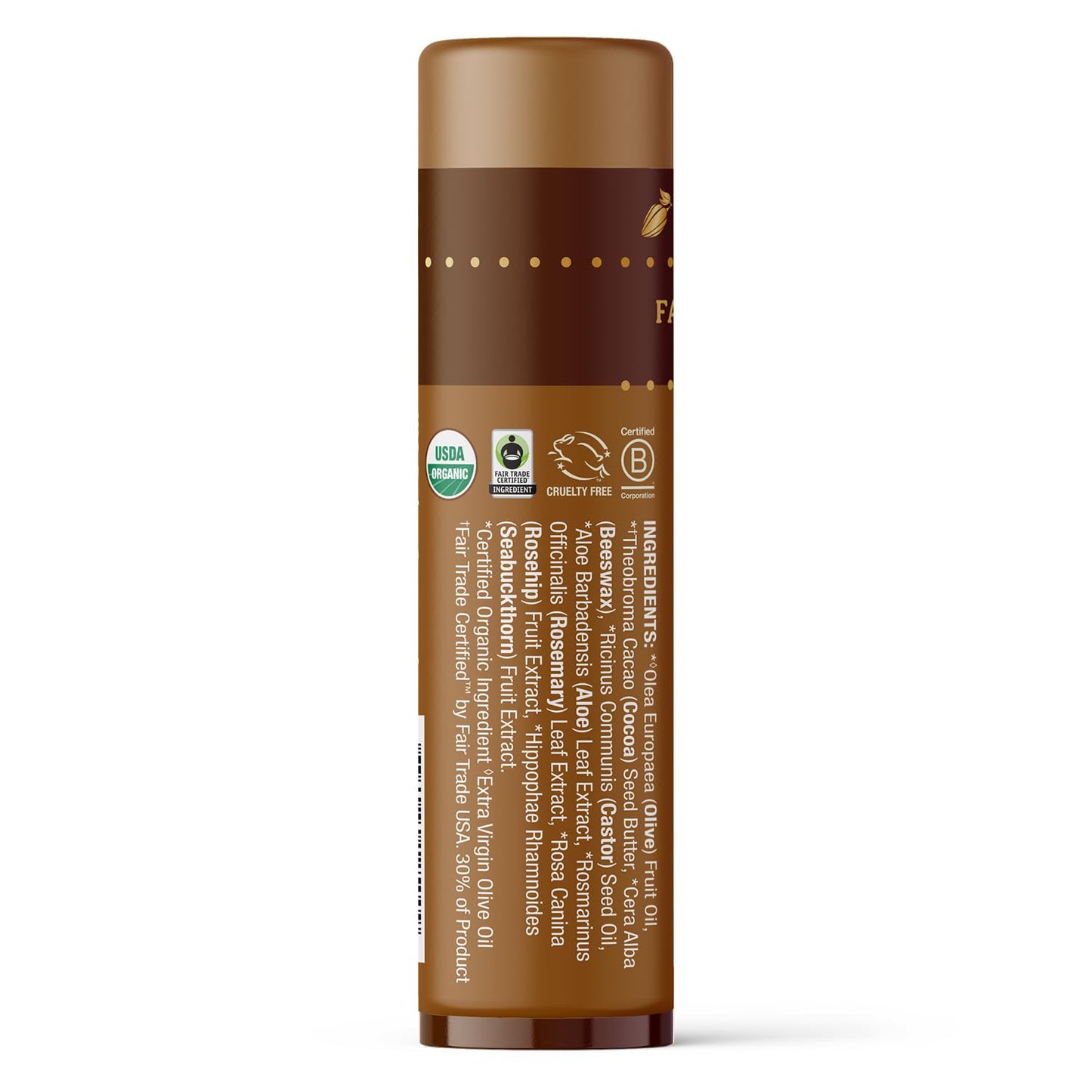 Badger Creamy Cocoa Cocoa Butter Lip Balm, Long Lasting Hydrating Lip Moisturizer, Fair Trade, Large Size Stick, 100% Organic Lip Care, 4-pack