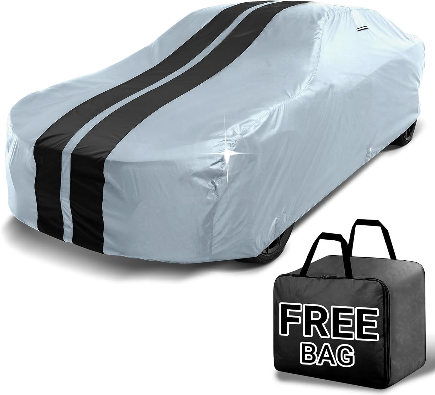 iCarCover Custom Car Cover for Buick Century Wagon (1978-1981) Waterproof All-Weather Rain Snow UV Sun Protector Full Exterior Indoor Outdoor Car Cover (Stripe - Gray/Black)