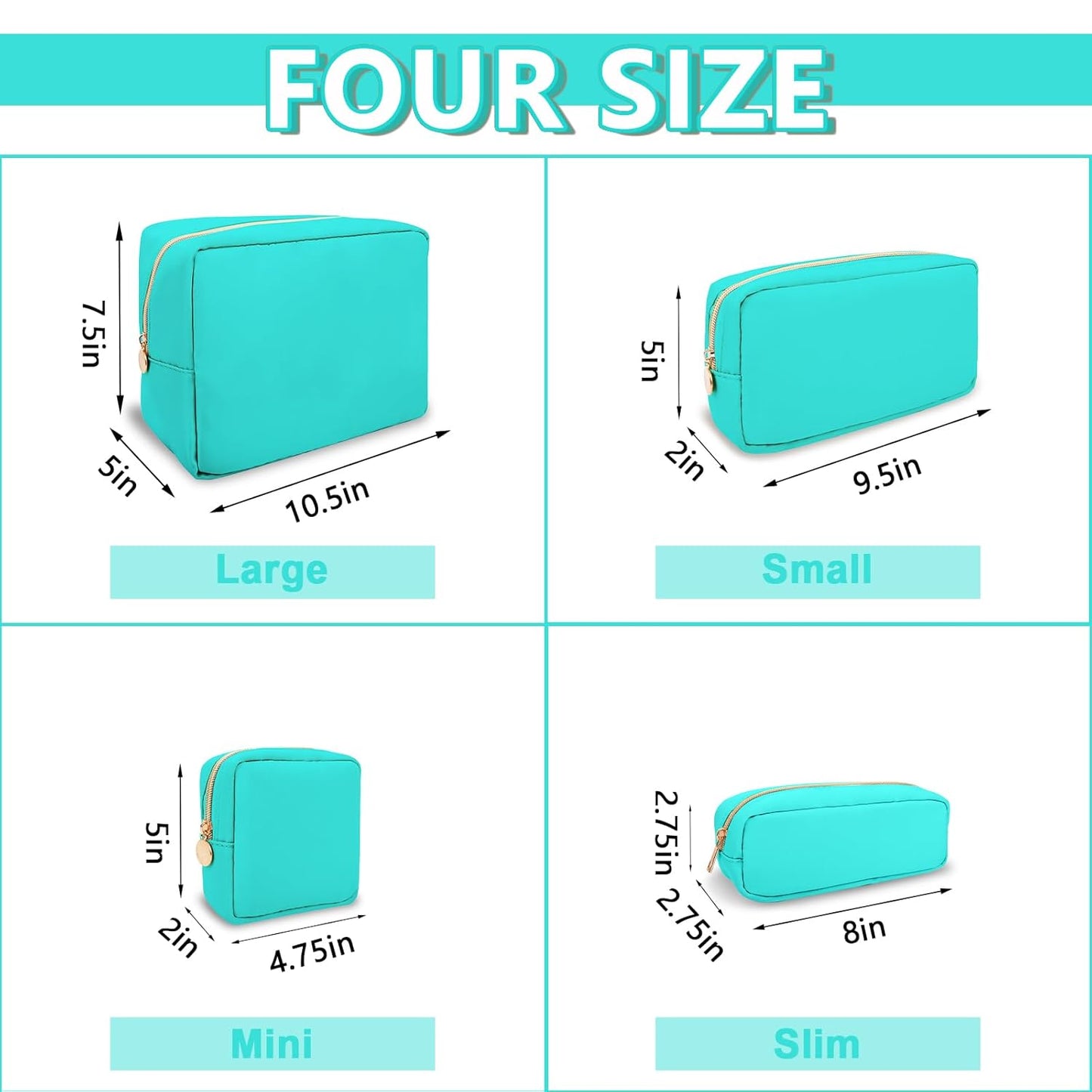 Large Makeup Bag Pouch,Nylon Women Travel Toiletry Storage Bag Preppy Cosmetic Bag for Girls,Big Makeup Organizer Bag Cute Zipper Pouch Skincare Bag for Sport Work Gift(Large-Cotton Candy)