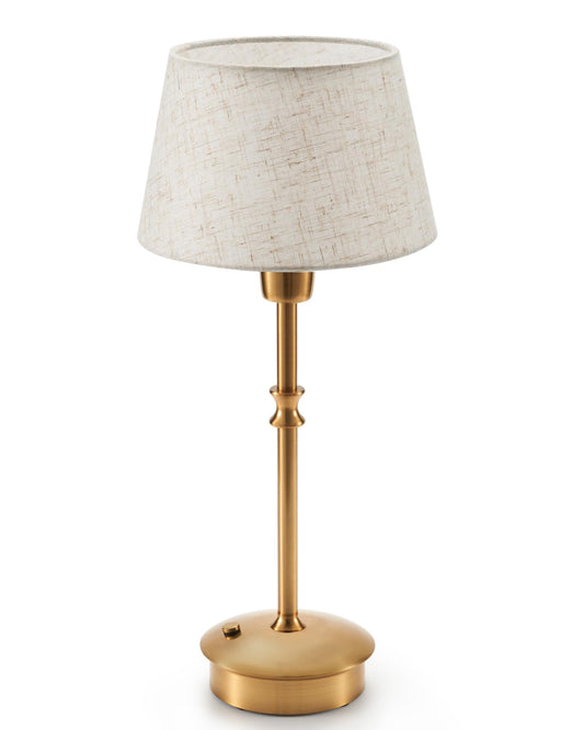 UMEXUS Cordless Lamp Rechargeable Table Lamps, 5000mAh Battery Operated Lights, 3 Level Brightness Dimmable, Portable Night Bedside Light for Patio, Restaurant, Dining, Fabric Shade, Antique Brass