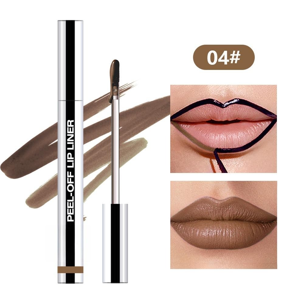 Longwear Peel-off Lip Stain Marker Peel Off with Vitamin E - Smudge-Resistant Lip Liner & Base for All Skin Types (04#)
