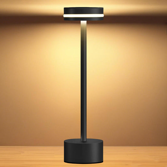 OFiSEXPT Portable Rechargeable Bedside Lamp, Touch Stepless Dimmable, Cordless Table Lamp for Home, Bedroom, Hotel, Restaurant, Bar, Outdoor, 1 Pack (Black)