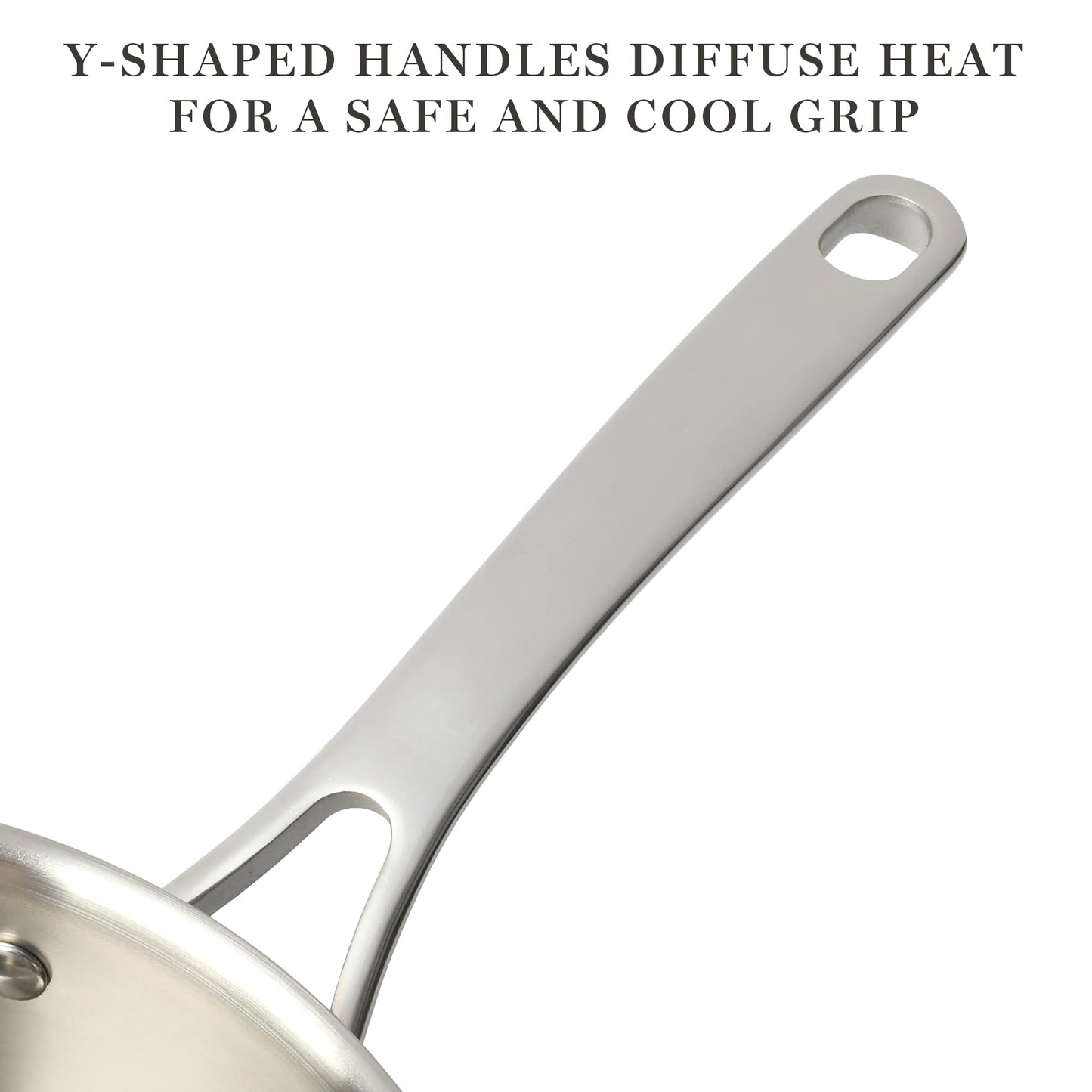 Martha Stewart Castelle 10 Piece 18/8 Stainless Steel Induction Safe Pots and Pans Non-Toxic Triply Bottom Kitchen Cookware Set