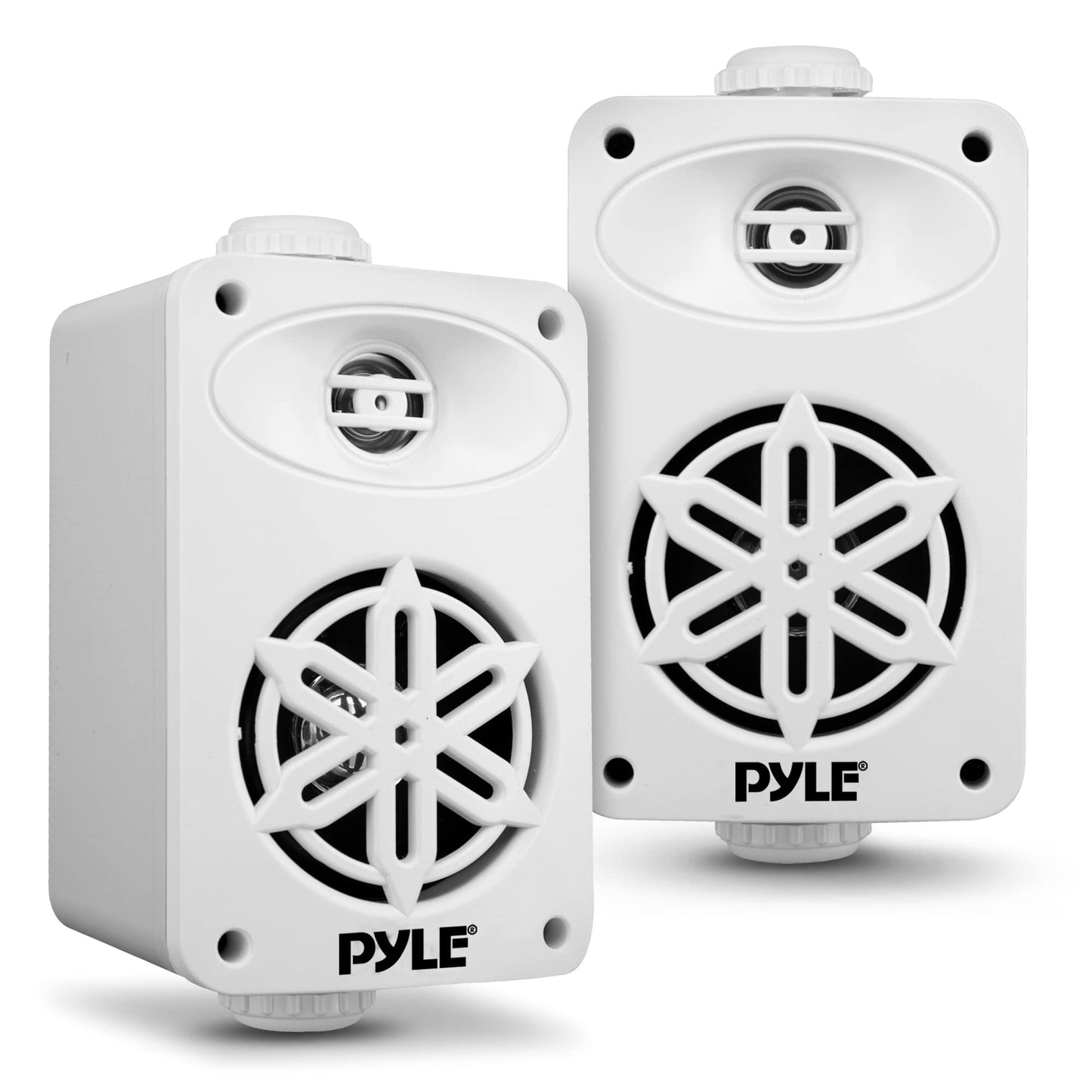 PyleUsa Indoor Outdoor Speakers Pair - 200 Watt Dual Waterproof 3.5” 2-Way Full Range Speaker System w/ 1/2” High Compliance Polymer Tweeter - in-Home, Boat, Deck, Patio, Poolside (White) - PDWR35WT
