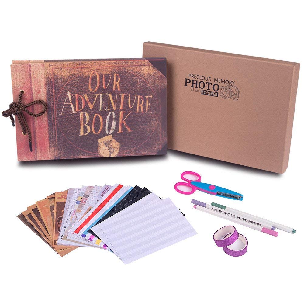 Our Adventure Book RECUTMS Photo Album Pixar Up Family Scrapbook Handmade DIY Vintage Album Kit Gift for Mothers Day Birthday Wedding Guest Book