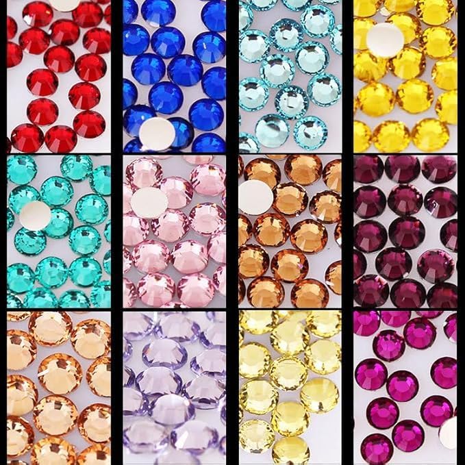 Black And White Rhinestones for Bedazzling With B7000 Glue, 2mm 3mm 4mm 5mm 6mm (SS8-SS30) Non-Hotfix Flatback Nail Gems Beads, Nail Crystals Diamond Kit for Bedazzle Crafting, Nails DIY Art