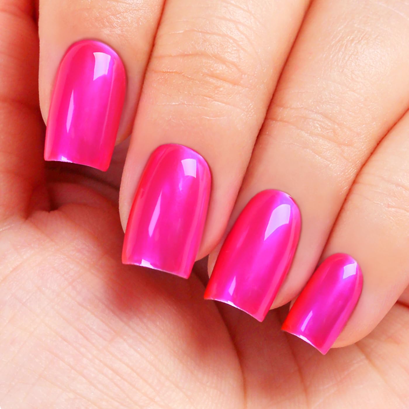 Imtiti Metallic Gel Nail Polish Set, 2 Pcs 10ml Chrome Mirror Shine gel polish & Hot Pink Jelly GEl POlish Soak Off UV LED Spring Summer Nail Art Manicure Salon DIY Design Kit