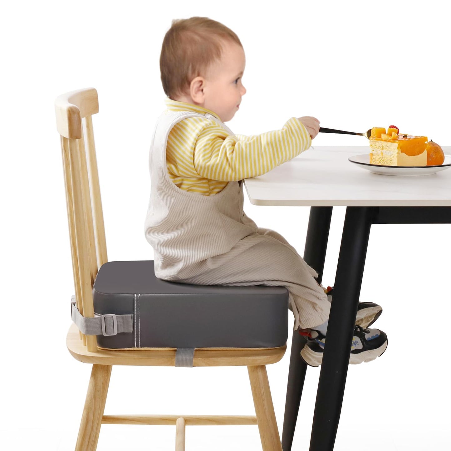 TOTIDYH Toddler Booster Seat for Kitchen Chair, Non-Slip Kids Dining Table Booster Seat with Adjustable Safer Straps, Portable Baby Eating Travel Increasing Cushion