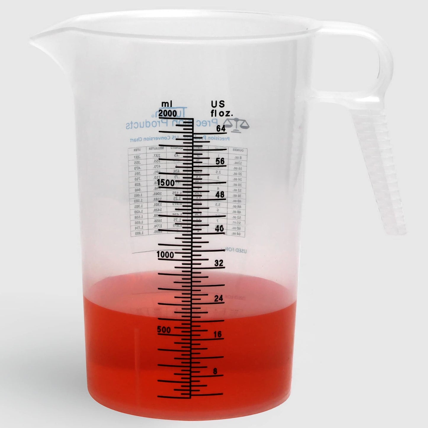 One Gallon 128oz Measure Pitcher - Convenient Conversion Chart - Strong Food Grade - Great for Lawn, Chemicals Pool, Ag, Lye, Home Hobbies, Motor Oil, Fluids - Turnah Precision Products, Made in USA